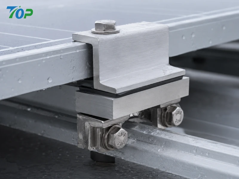 SUS316 stainless steel fastener and anodized aluminum solar rail waterproof connection detail